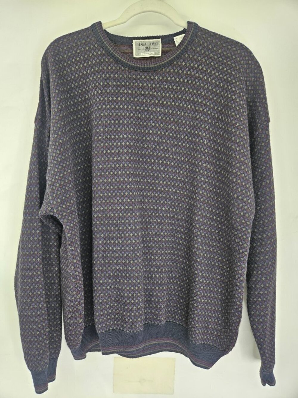 Idea Uomo Sweater Mens XL Blue Multicolor Vintage Y2K Dad Italy Knit Pullover